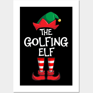 Golfing Elf Matching Family Christmas Sporty Posters and Art